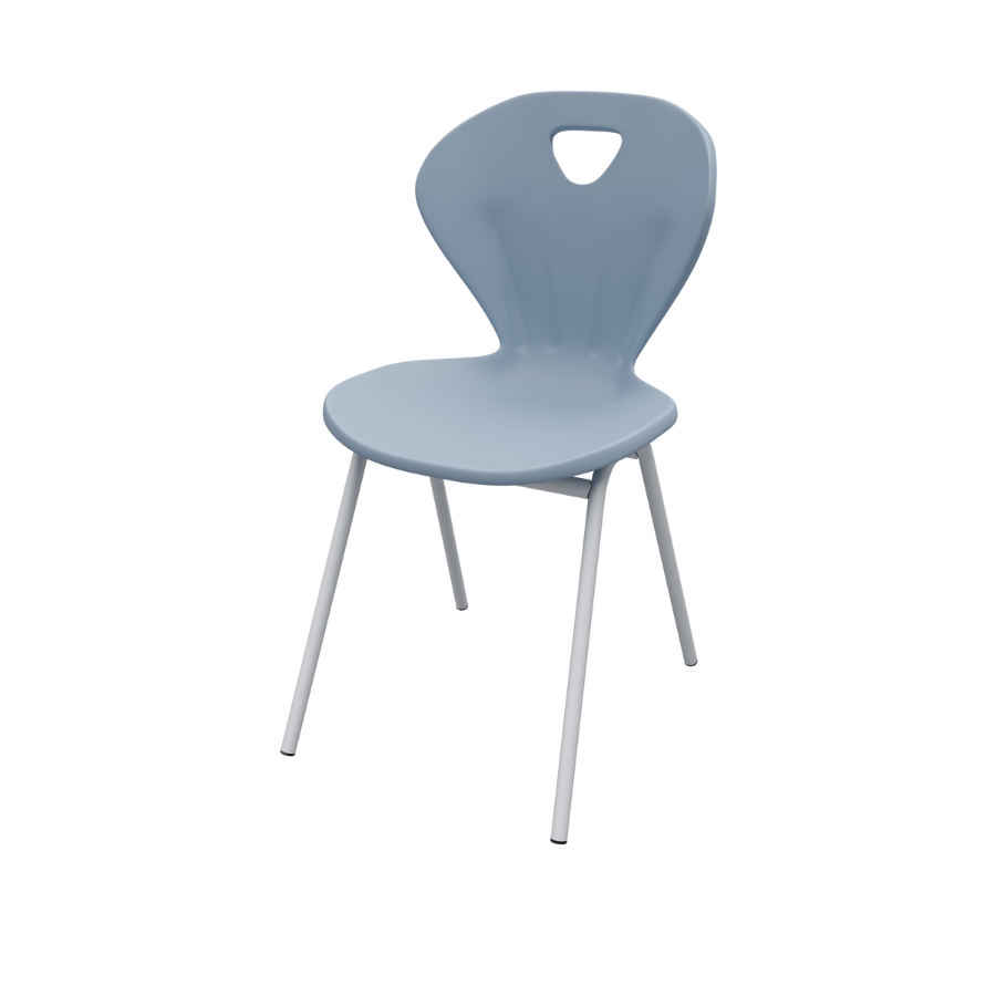 Учнівський стілець з міцного поліпропіленового (пластикового) моноблоку, ростова група №6, каркас - кругла металева труба, АЛМАНТ, 435х500х840 мм.